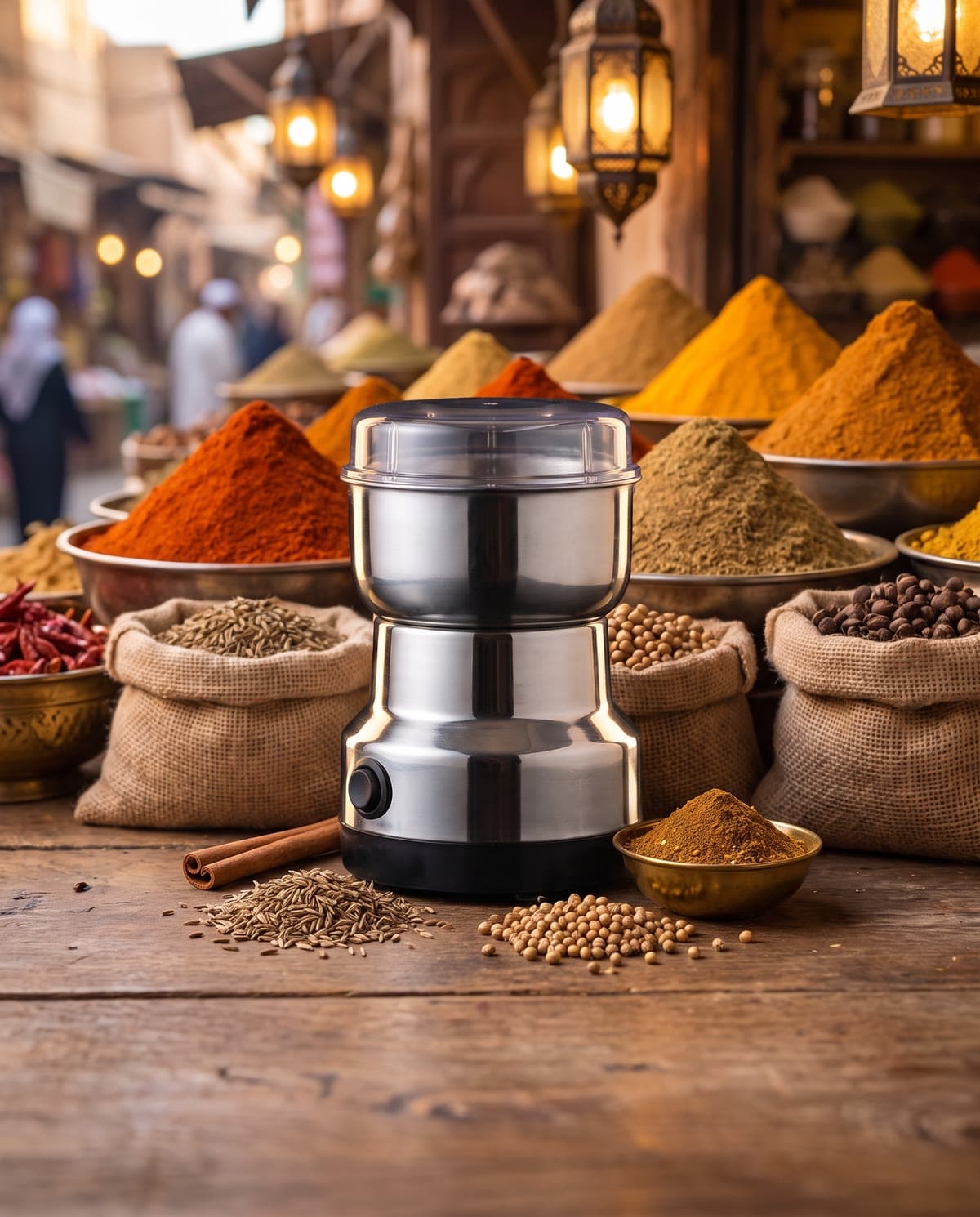 Le moulin devant des épices dans un souk